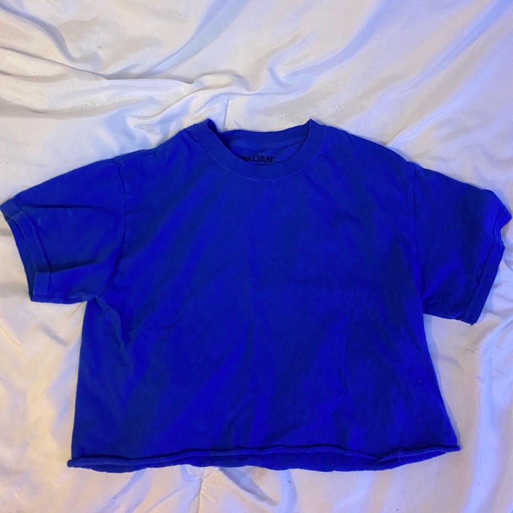 Blue plan crop top